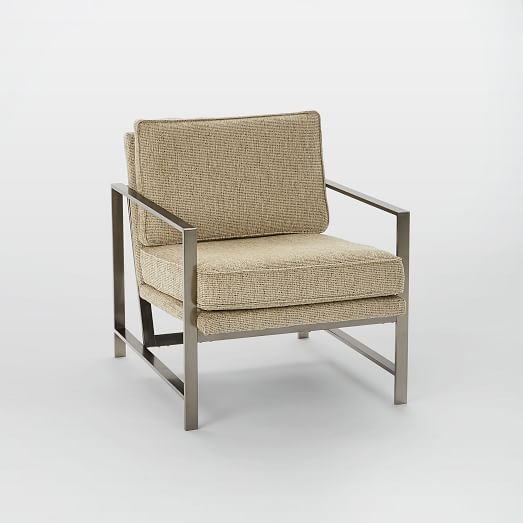 Metal Frame Chair, Twill, Gravel, Burnished Bronze finish. - Image 4