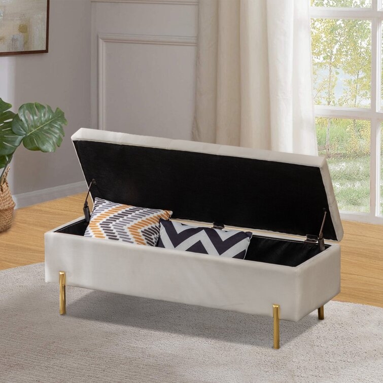 Upholstered Flip Top Storage Bench - Image 2