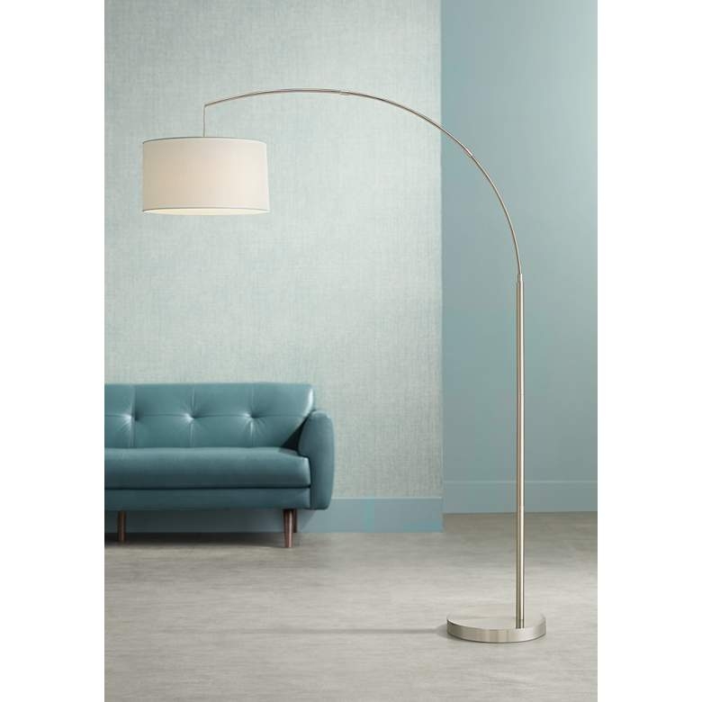 Cora Brushed Nickel Arc Floor Lamp - Image 1