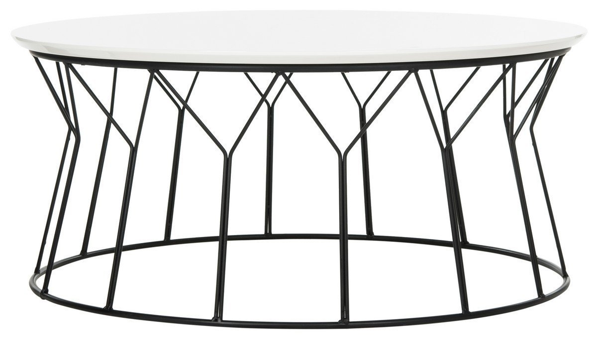 Deion Retro Mid Century Lacquer Coffee Table - White/Black - Arlo Home - Image 0