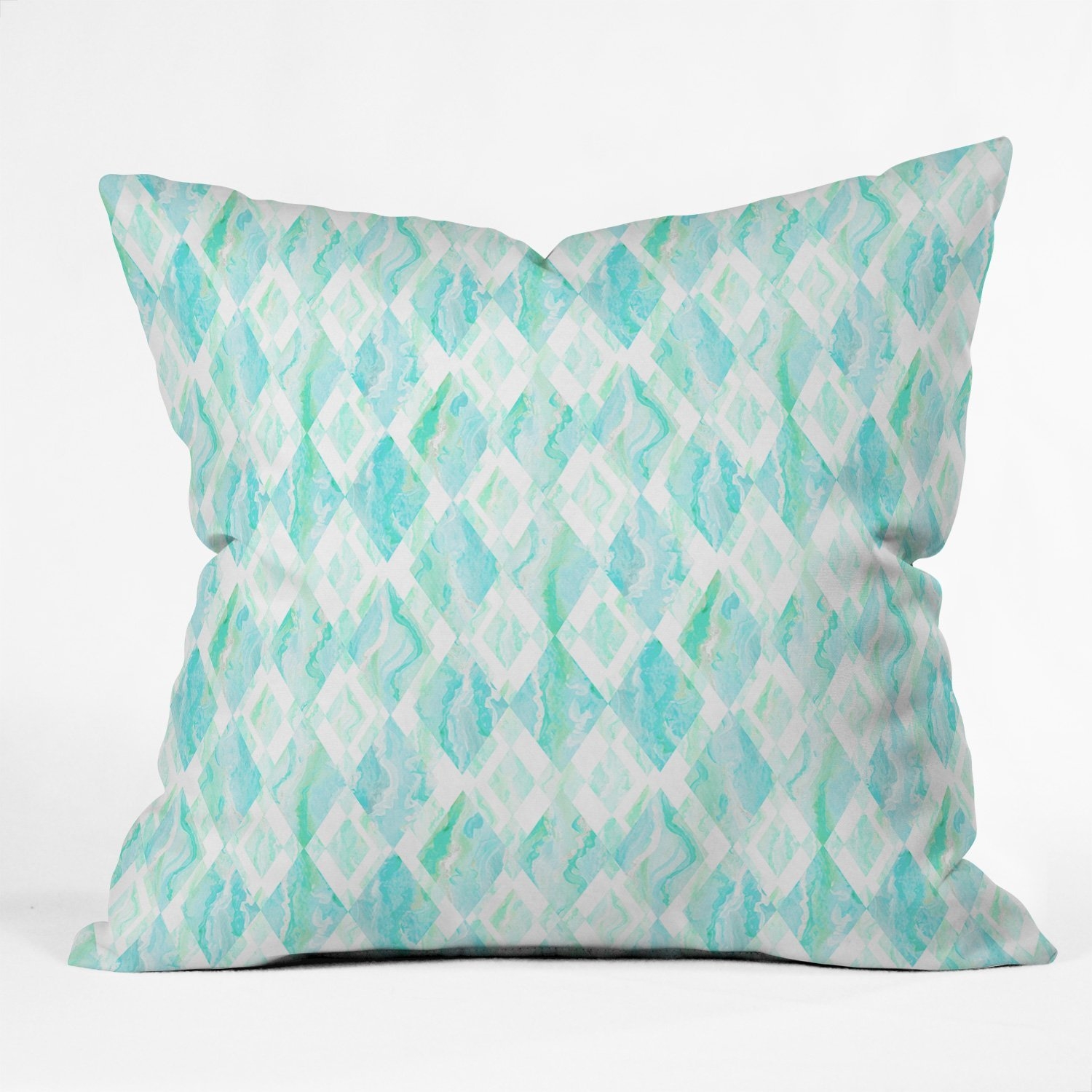 THROW PILLOW HARLEQUIN MARBLE MINT  BY LISA ARGYROPOULOS // Insert Included - Image 0