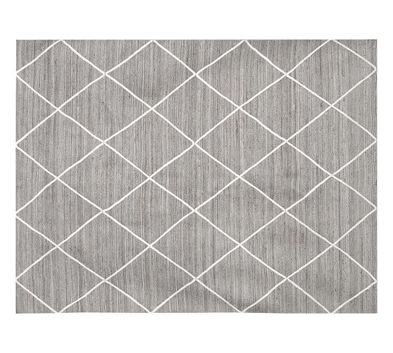 Jute Lattice Rug, 8x10', Gray - Image 0