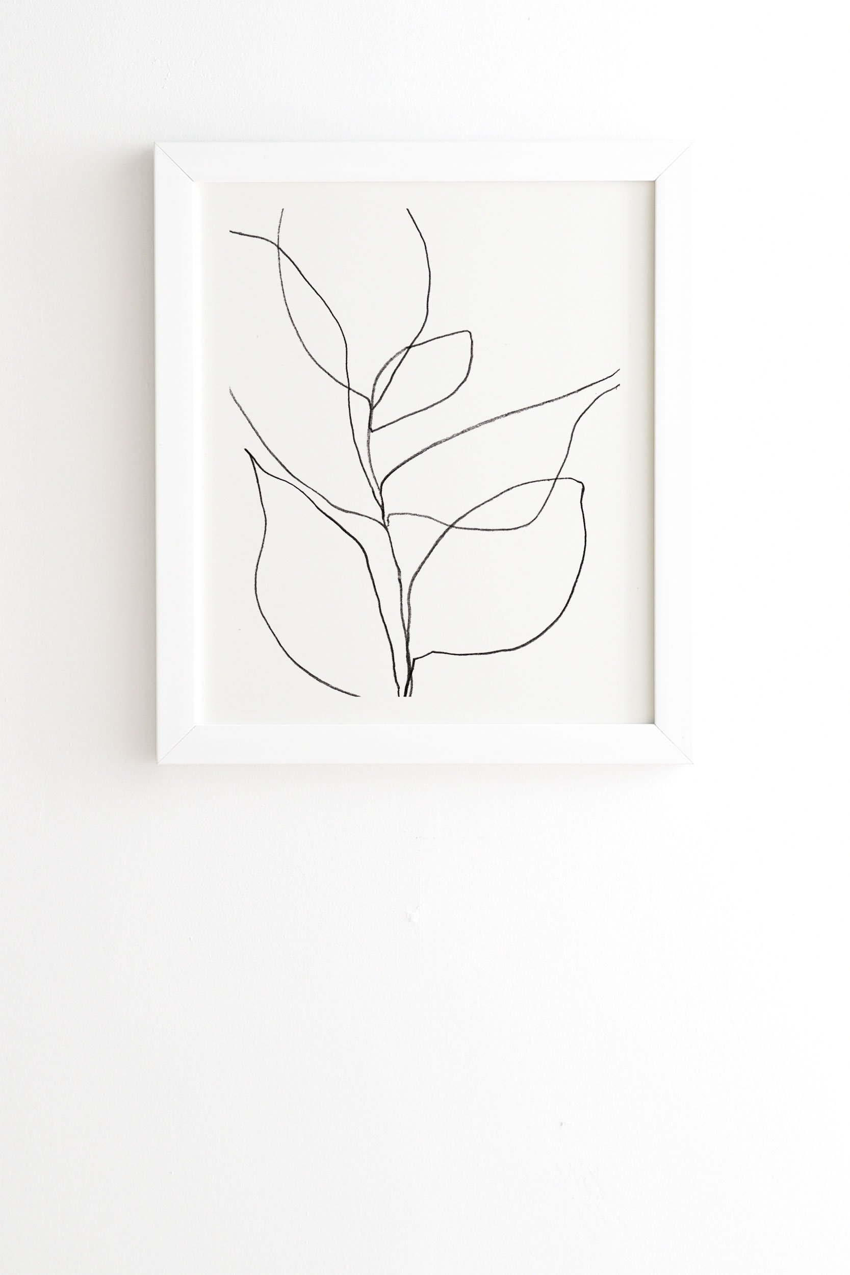 Minimalist Line Art Plant Drawing by GalleryJ9, White Frame, 19" x 22.4" - Image 0