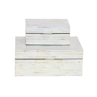 Wood Mop 2 Piece Decorative Box Set / White - Image 1
