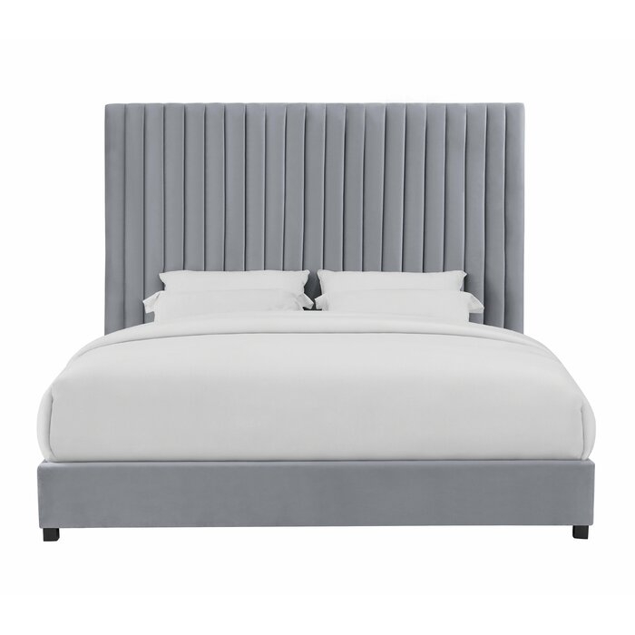 Abid Upholstered Platform Bed - King, Gray - Image 0
