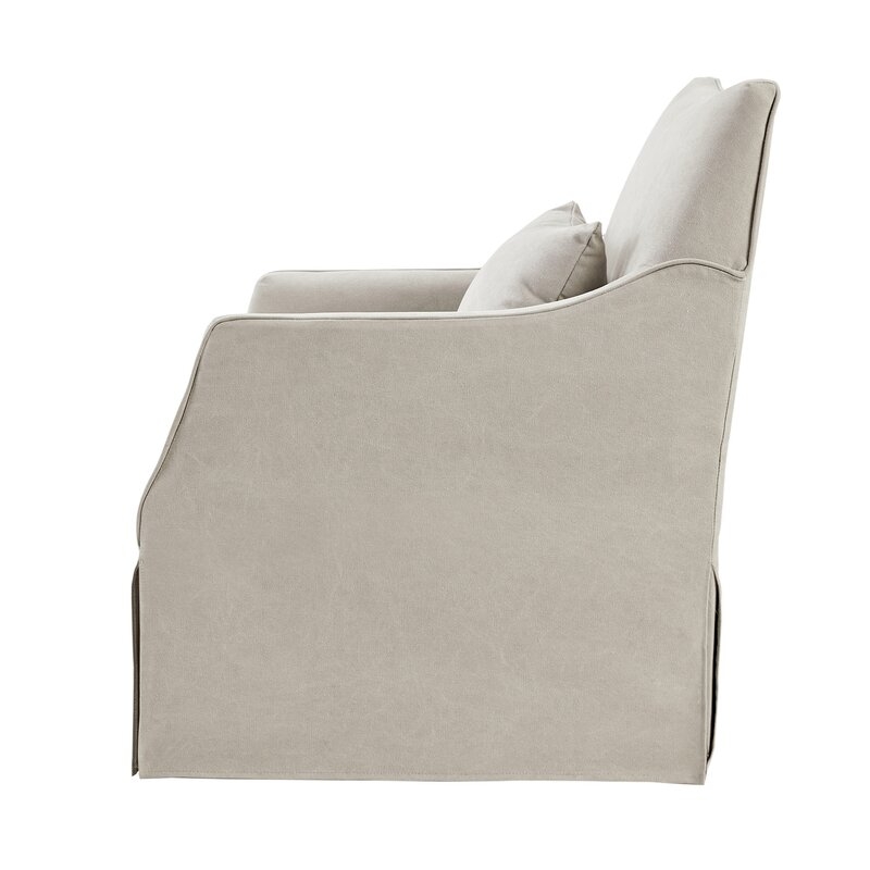 Martha Stewart London Farmhouse Skirted Swivel Chair with Lumbar Pillow - Image 3