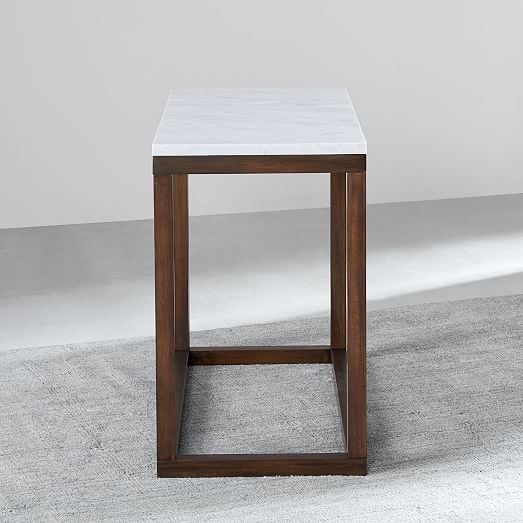 Wood Frame Side Table, Dark Mineral/Marble - Image 4