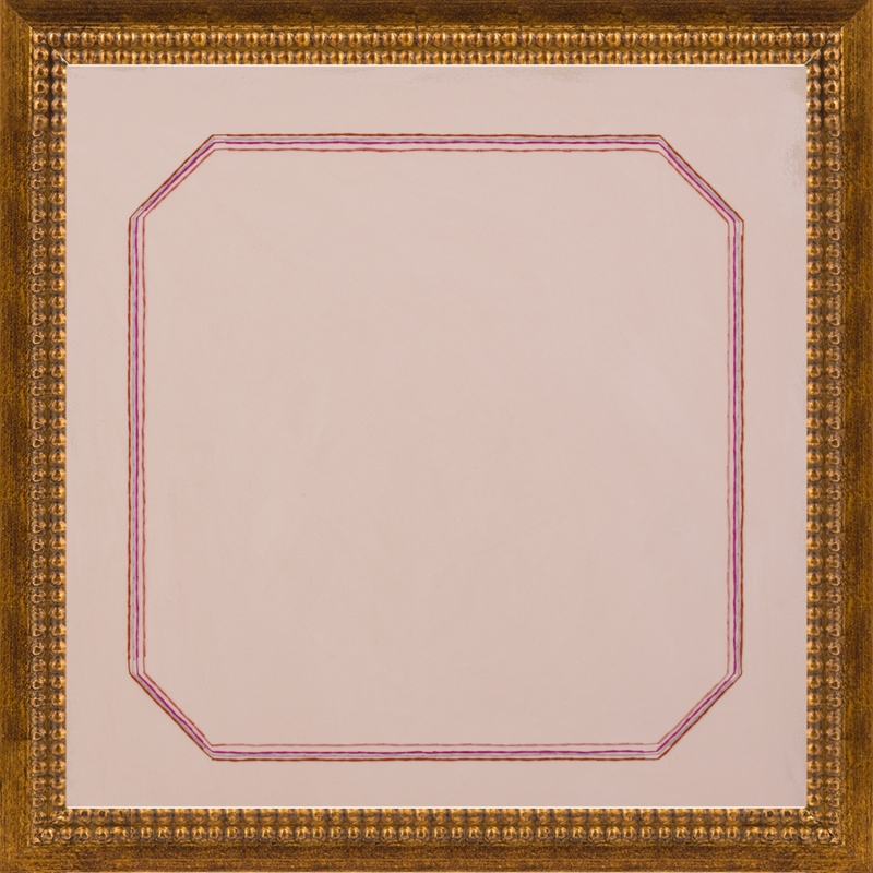 Snail Pink Bevel, Final Framed Size - 16 x 16, Gold Double Bead Wood Frame - Image 0