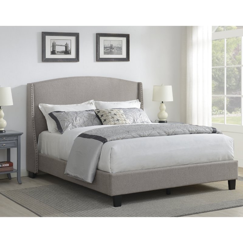 Chambery Shelter Back Queen Upholstered Panel Bed, Linen - Image 0