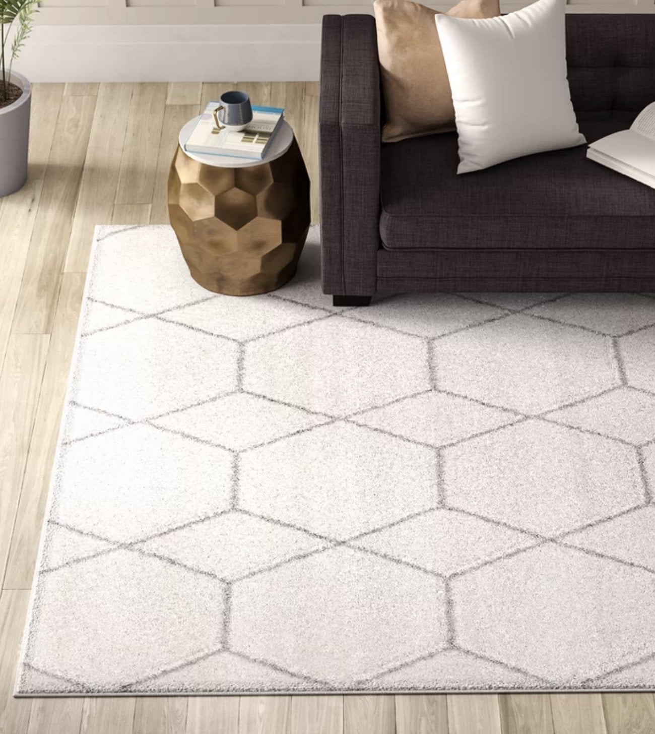 Elborough Geometric Ivory Area Rug - Image 0