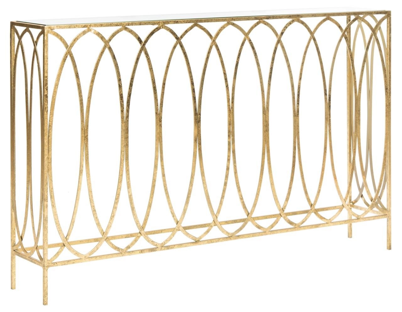 Carina Oval Ringed Console Table - Gold - Safavieh - Image 1
