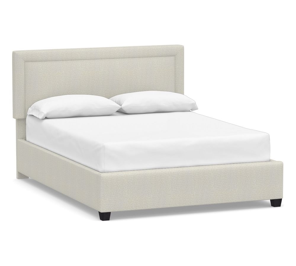 Elliot Square Upholstered Bed, Queen, Performance Heathered Basketweave Dove - Image 0