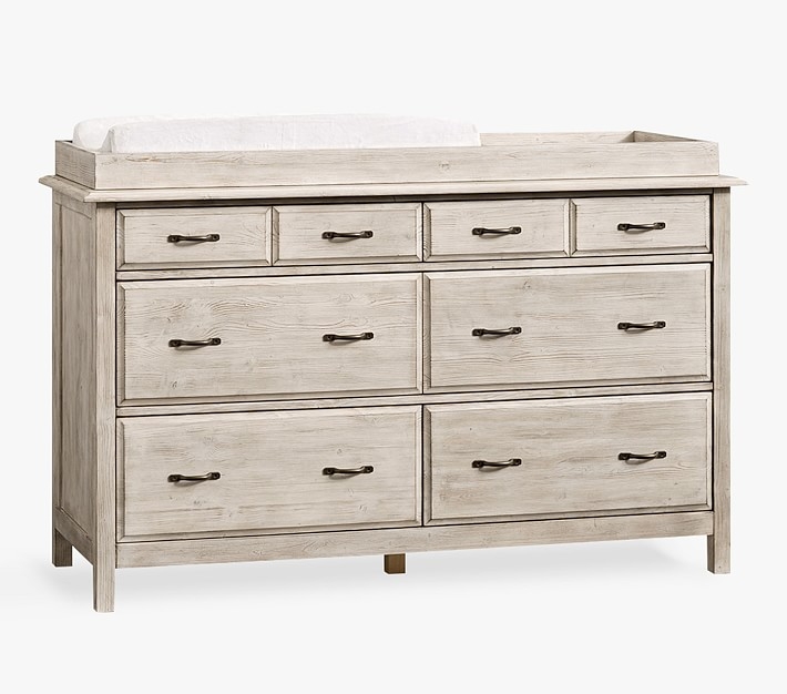 Rory Extra Wide Dresser & Topper Set, Weathered White - Image 0