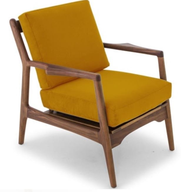Collins Mid Century Modern Chair - Cordova Mineral - Walnut - Image 0