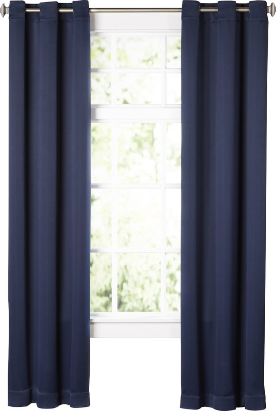 Wayfair Basics Solid Blackout Grommet Single Curtain Panel - NAVY - 108" L - Image 0