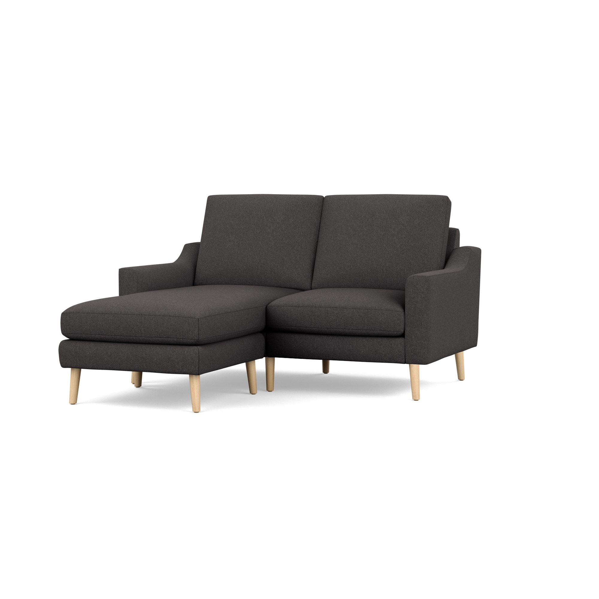 Nomad Loveseat with Chaise - Charcoal - Performance Basketweave / Oak - Wood / Slope - Image 0