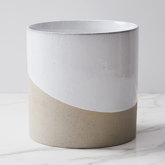 Pure Slope Planter, Concrete &amp; Ceramic, Large, White - Image 0