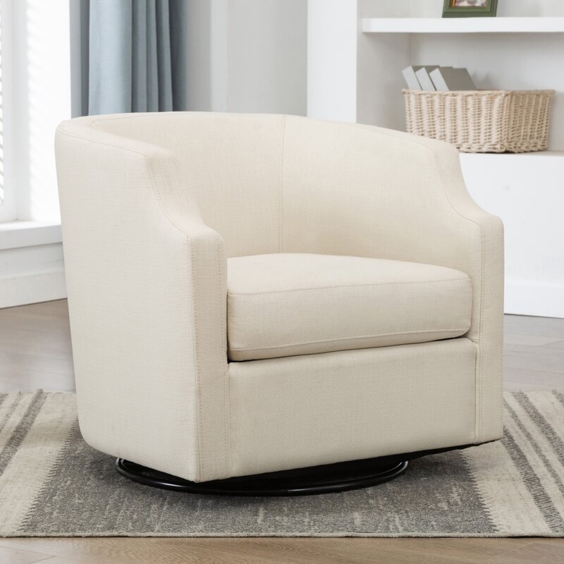 Debbie 30.5'' Wide Swivel Barrel Chair / Off white - Image 1