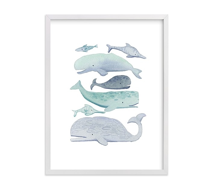 Minted(R) Blue Whales Wall Art by Kelsey Carlson; 8x10, Gray - Image 0