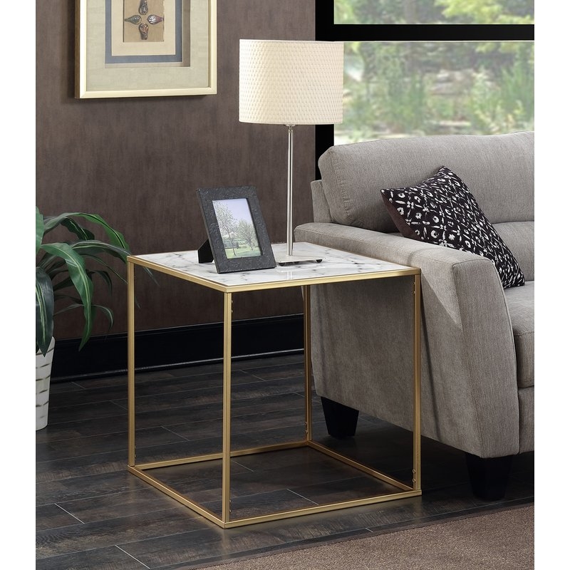 Theydon Faux Marble End Table - Image 1