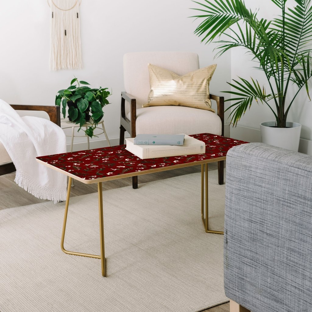 Nordic Olive Red by Iveta Abolina - Coffee Table Gold Aston Legs - Image 1