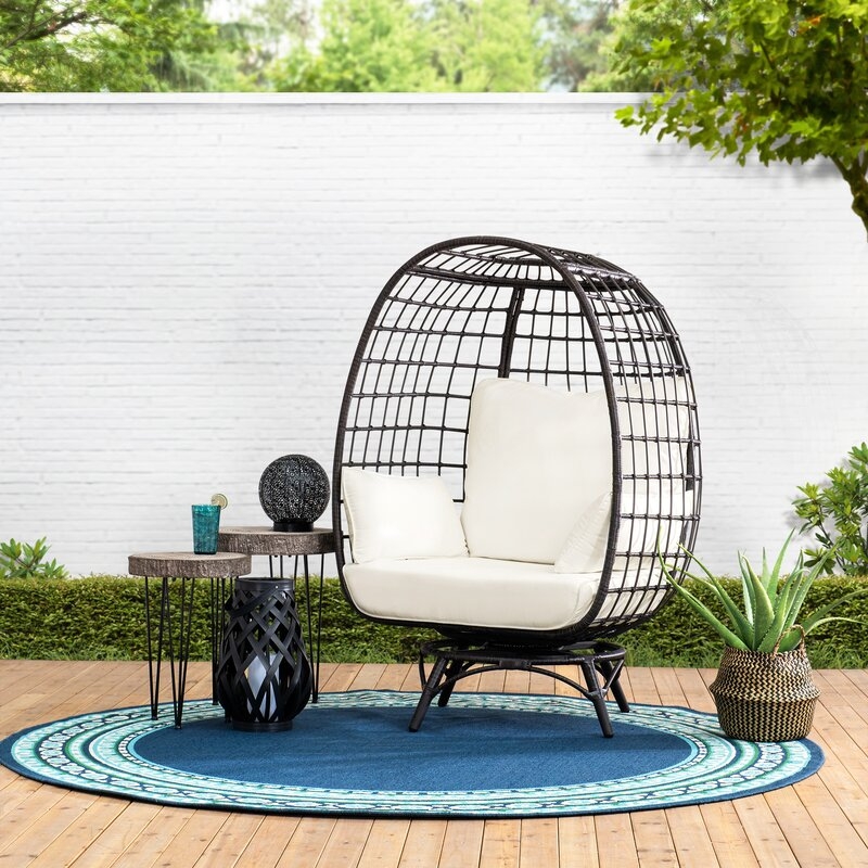 Wellow Baytree Egg Swivel Patio Chair with Cushions - Image 0