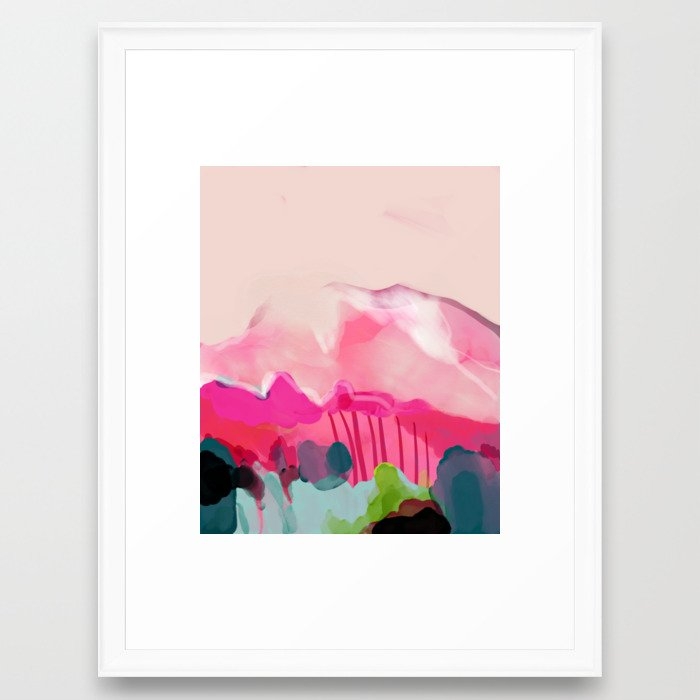pink mountain Framed Art Print 20"x26" scoop white frame - Image 0