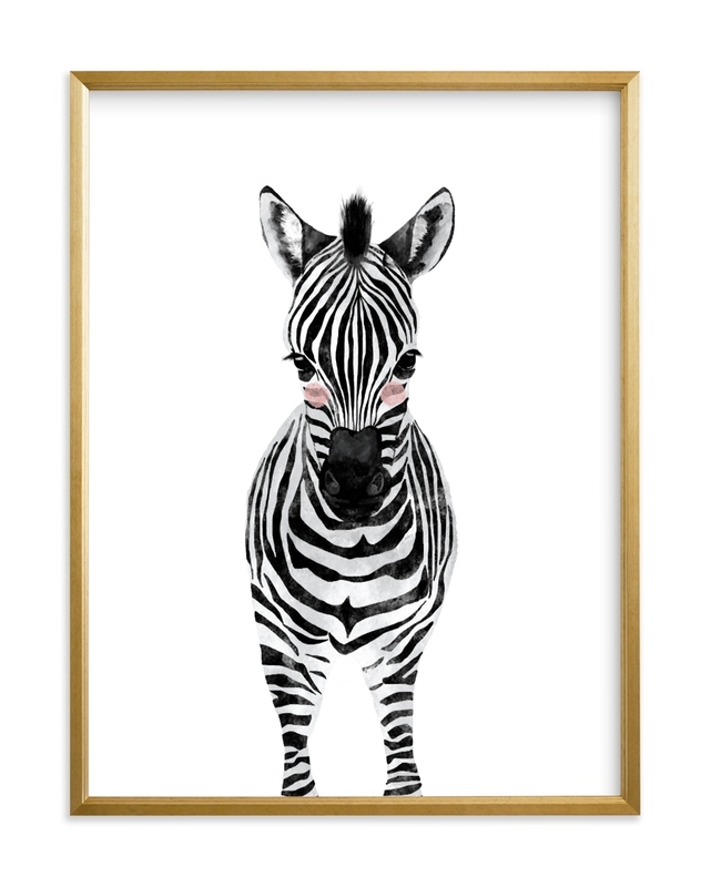 baby animal.zebra  Limited Edition Art, 18" X 24", Gilded Wood Frame, Black, Borders&Matting: Standard - Image 0