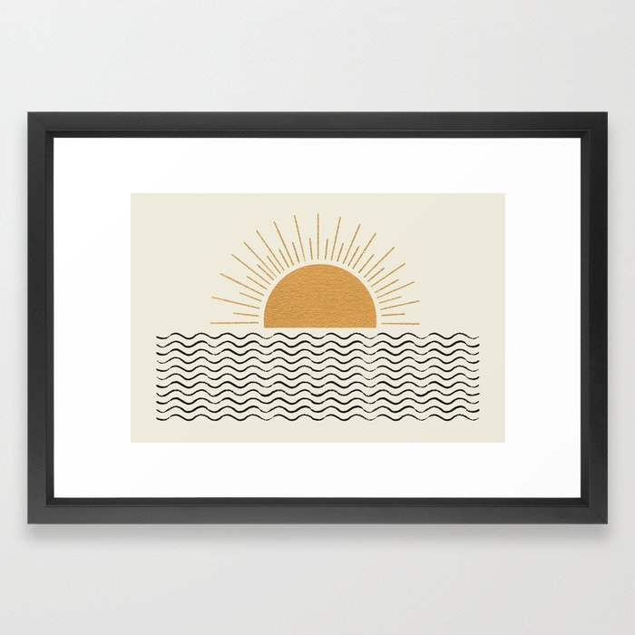 Sunrise Ocean - Mid Century Modern Style Framed Art Print by MoonlightPrint - Image 0