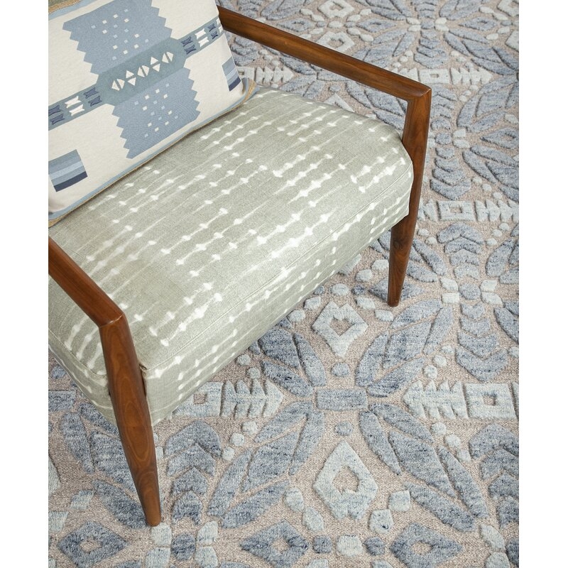 New Moon Rugs Bariloche Geometric Wool Natural/Frost Area Rug - Image 1