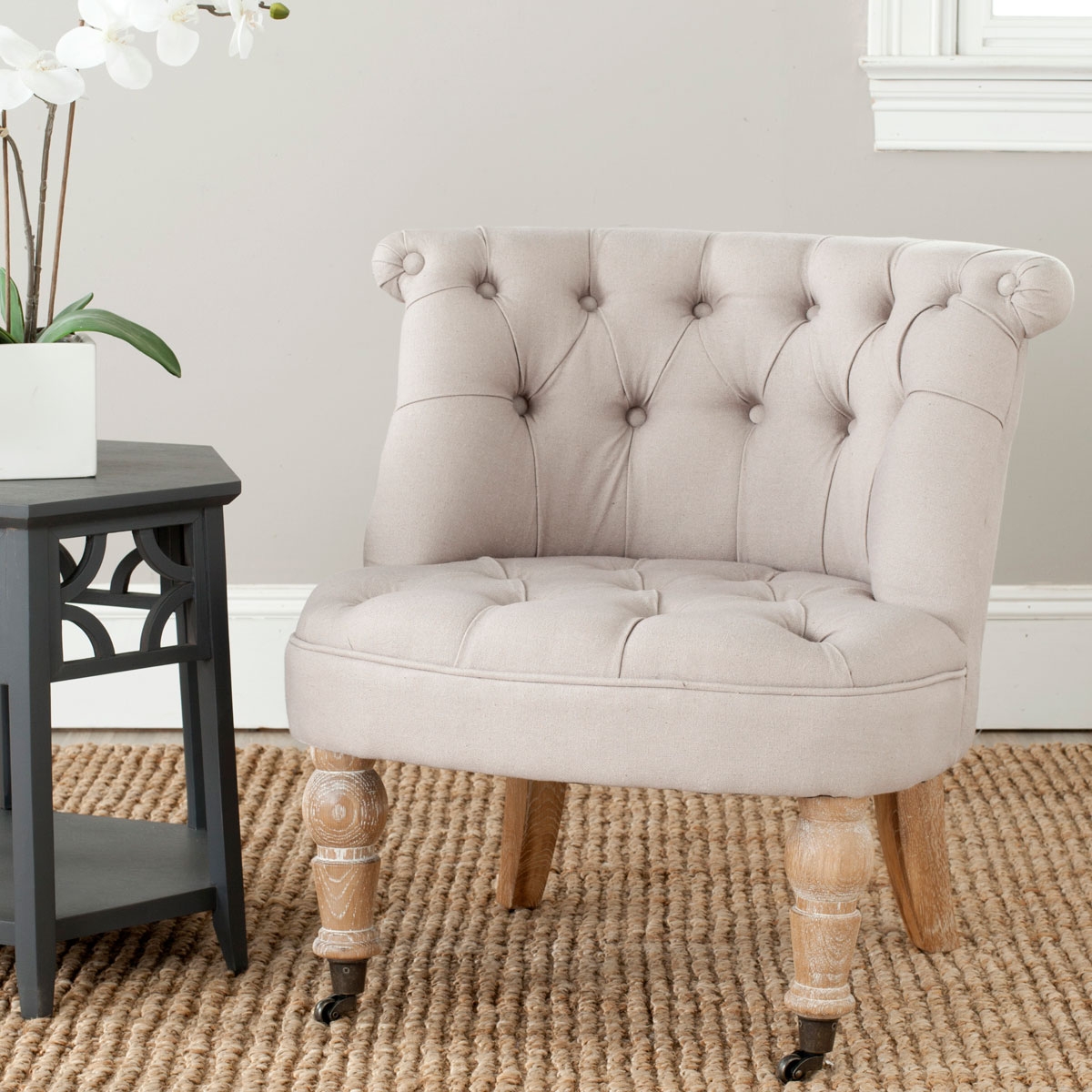 Carlin Tufted Chair - Taupe/White Wash - Arlo Home - Image 0