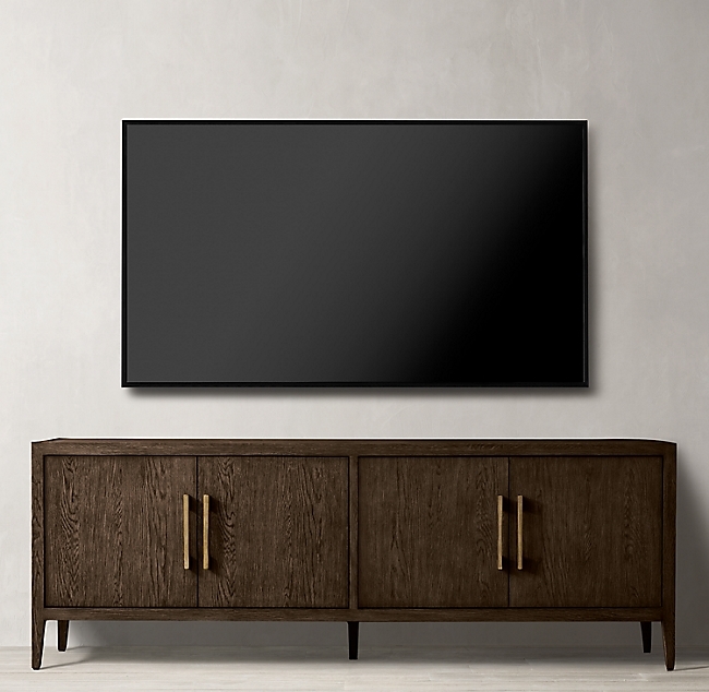 FRENCH CONTEMPORARY PANEL 4-DOOR MEDIA CONSOLE - Image 0