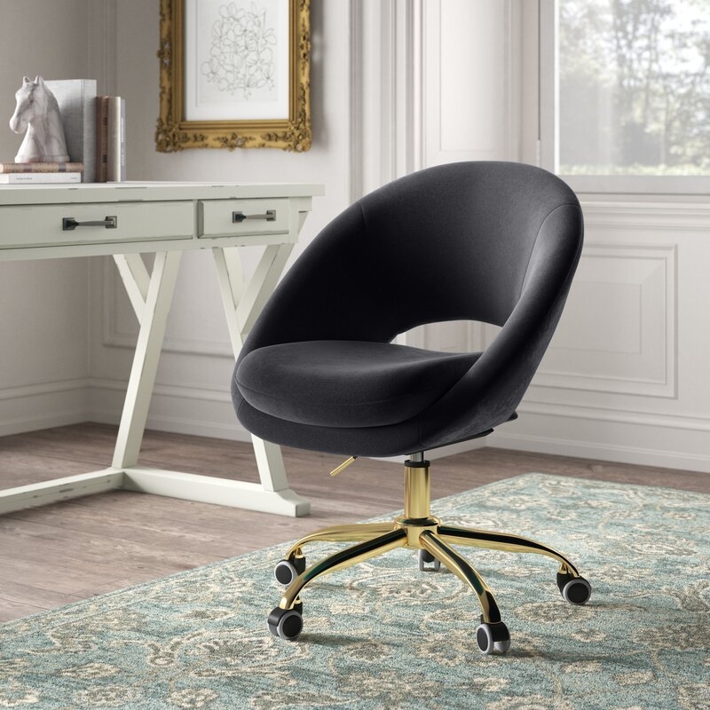 Lourdes Velvet Task Chair - Charcoal - Image 1