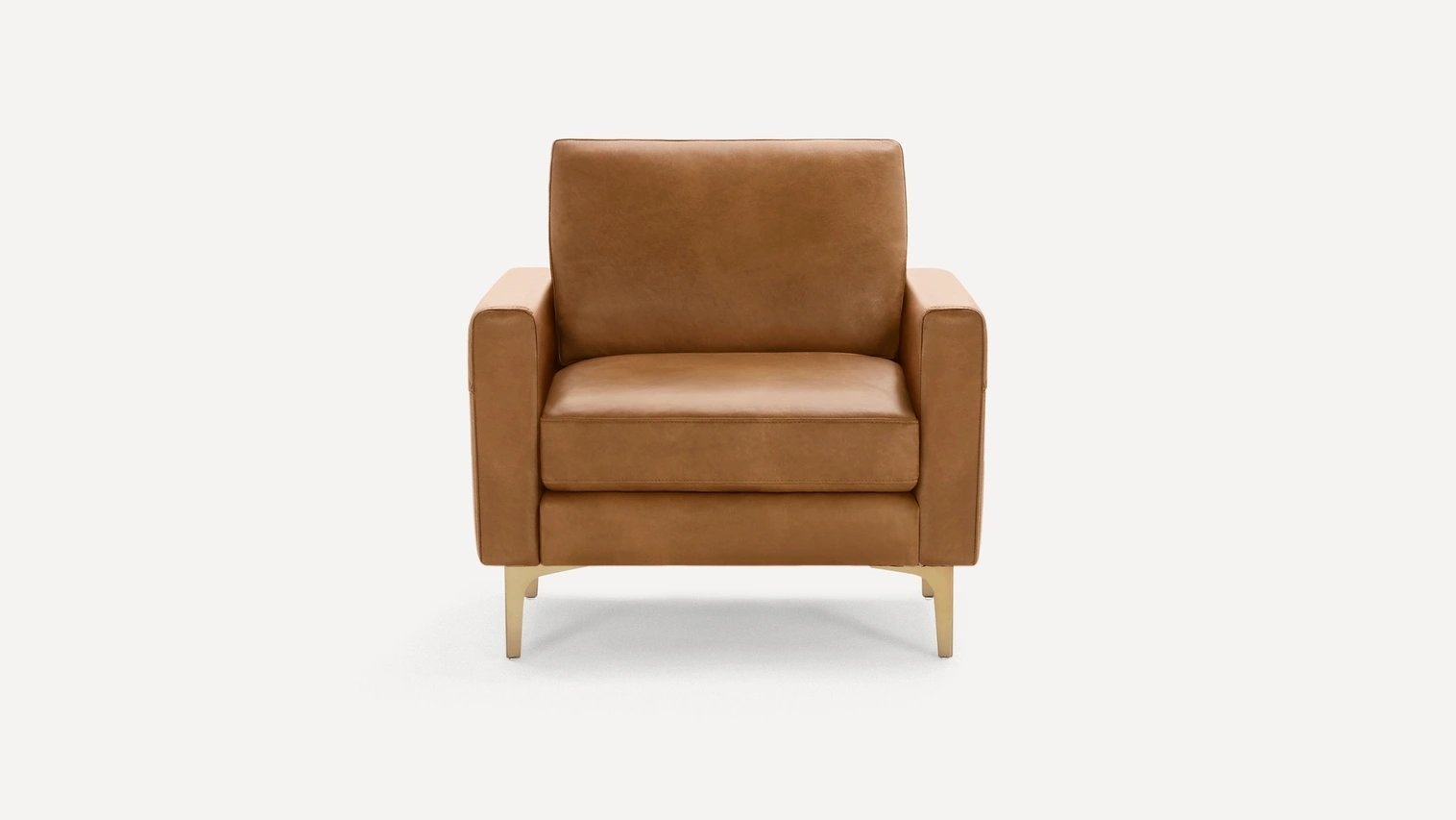 Nomad Leather Club Chair in Camel, Brass Legs - Image 0