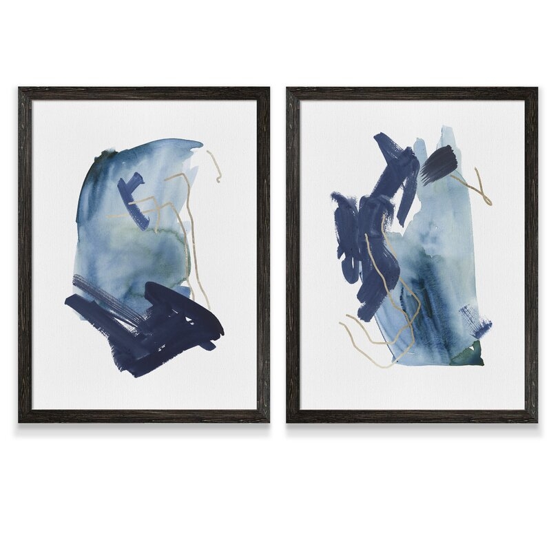 Indigo Collide III by Vincent Van Gogh, Picture Frame Painting, Set of 2 - Image 0