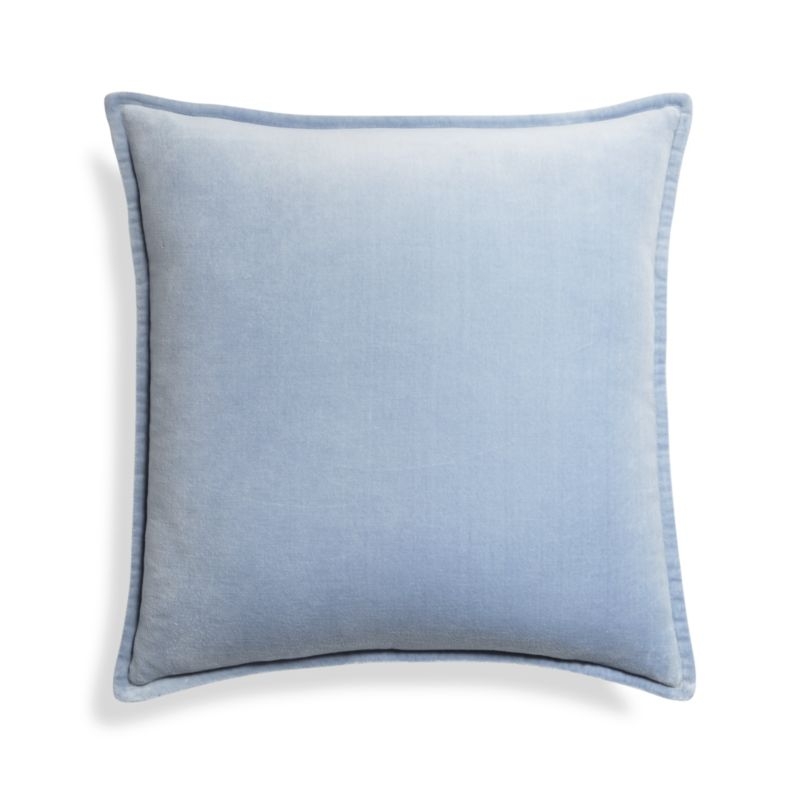 Brenner Light Blue Velvet Pillow with Feather-Down Insert 20" - Image 4