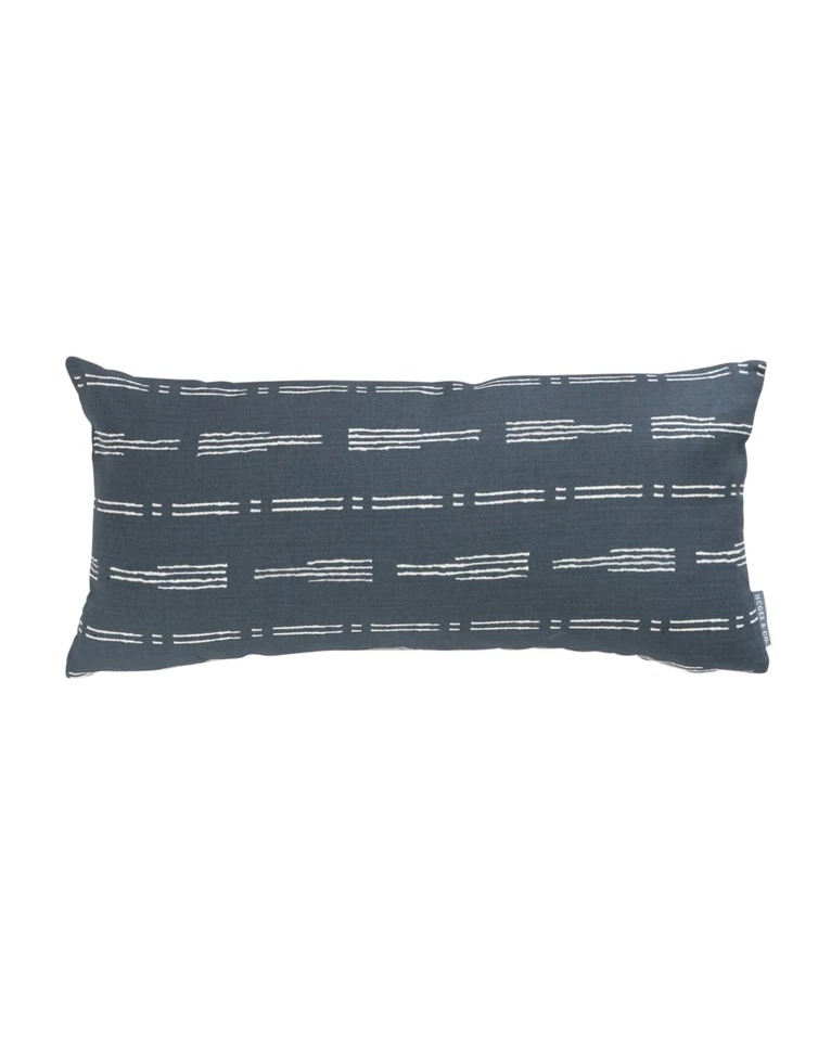 NIK BROKEN STRIPE PILLOW COVER WITHOUT INSERT, NAVY, 12" x 24" - Image 0