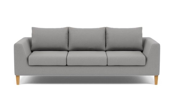 Asher Sofa with Ash fabric, down cushions, and Natural Oak legs, 93" - Image 0