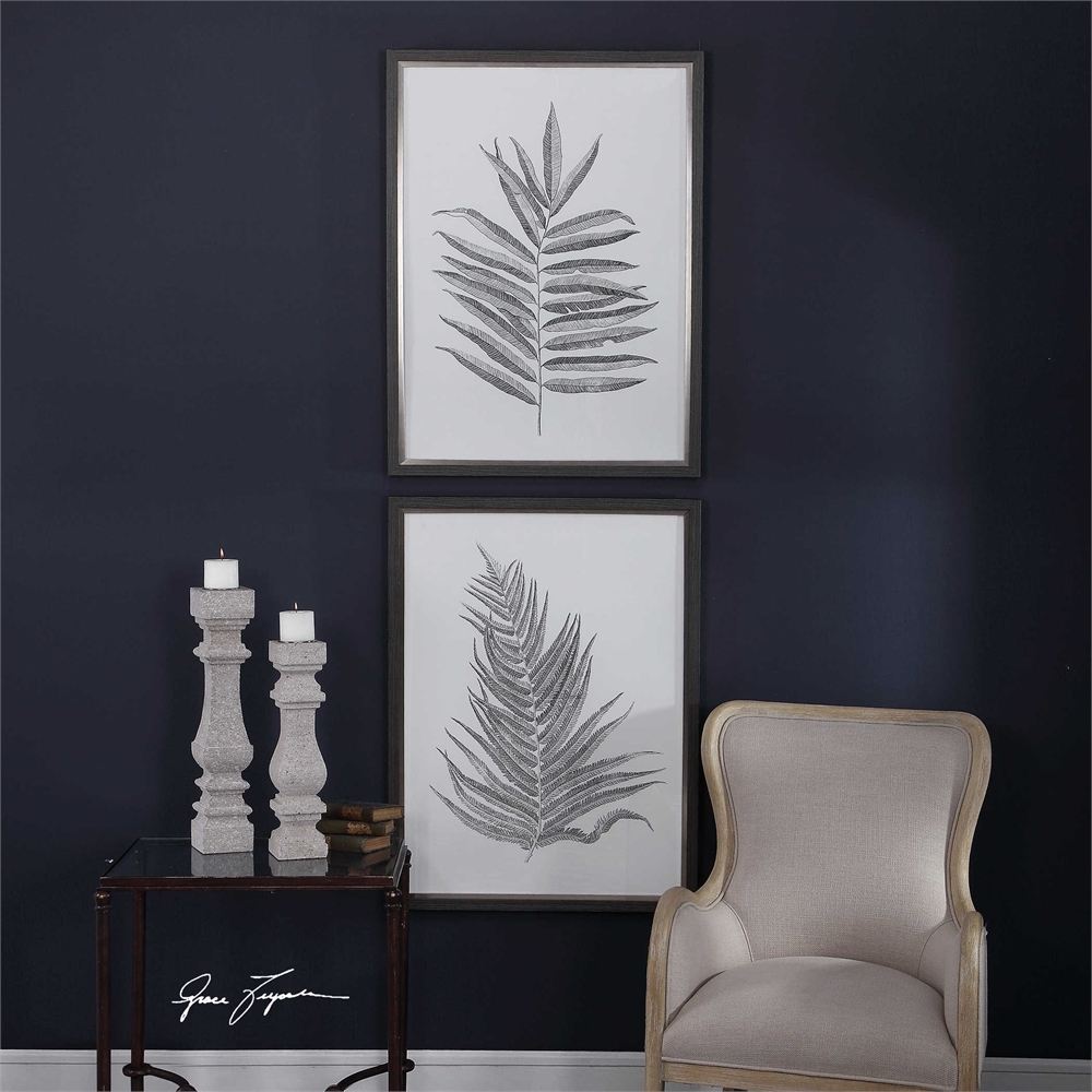 Silver Ferns Framed Prints, 29" x 32", Set of 2 - Image 1
