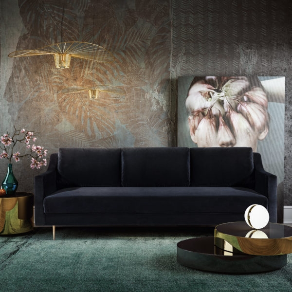 Milan Black Velvet Sofa - Image 1