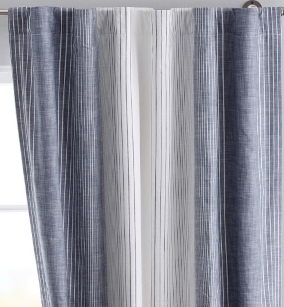 Ombre Stripe Blackout Curtain Panel 96", Navy - Image 0