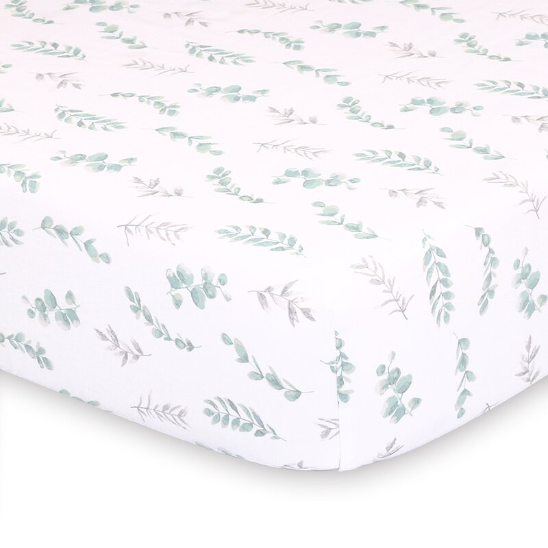 Dingman Floral Leaves Fitted Crib Sheet - Image 0
