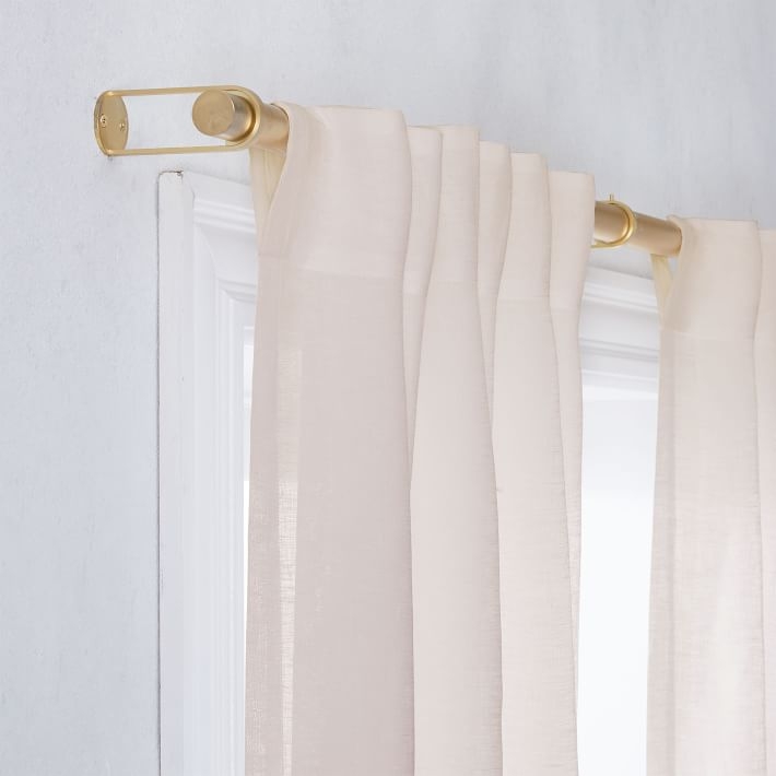 Belgian Flax Linen Sheer Curtain, Dusty Blush, 48"x96" - Image 1