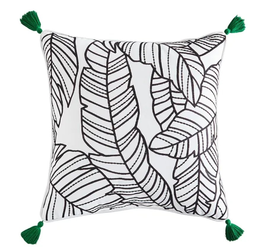 Coral Leaves 17" Pillow with Tassels - Image 0