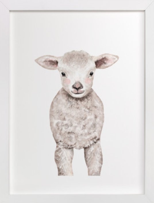 Baby Animal Sheep Framed Art Print - 18" x 24" - White Wood Frame - Image 0