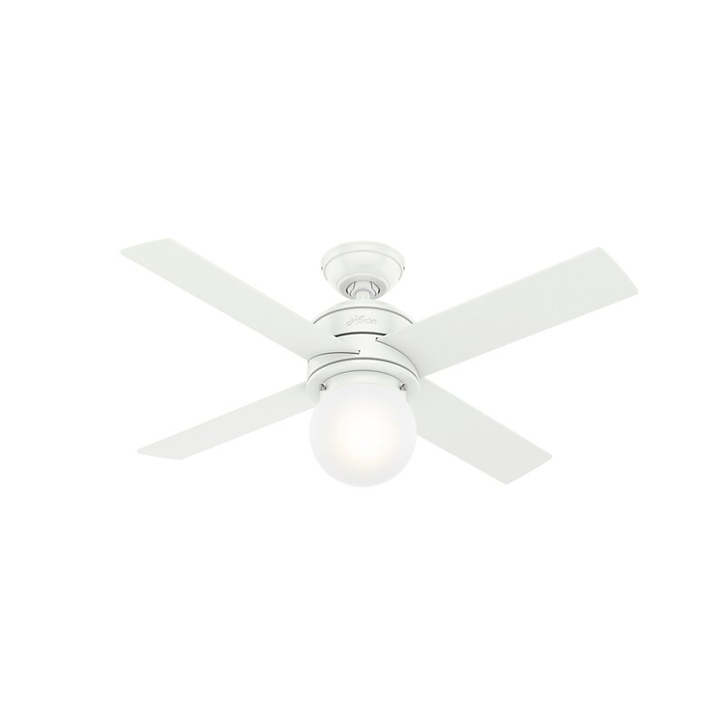44" Hepburn 4 - Blade Standard Ceiling Fan with Wall Control and Light Kit Included - Image 0