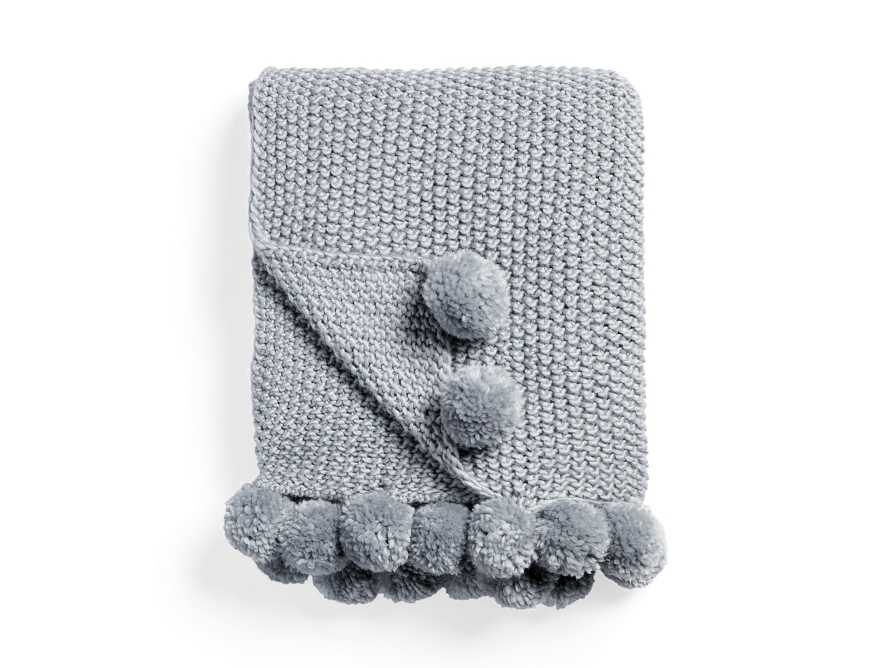 chunky knit throw with pom poms - Image 0
