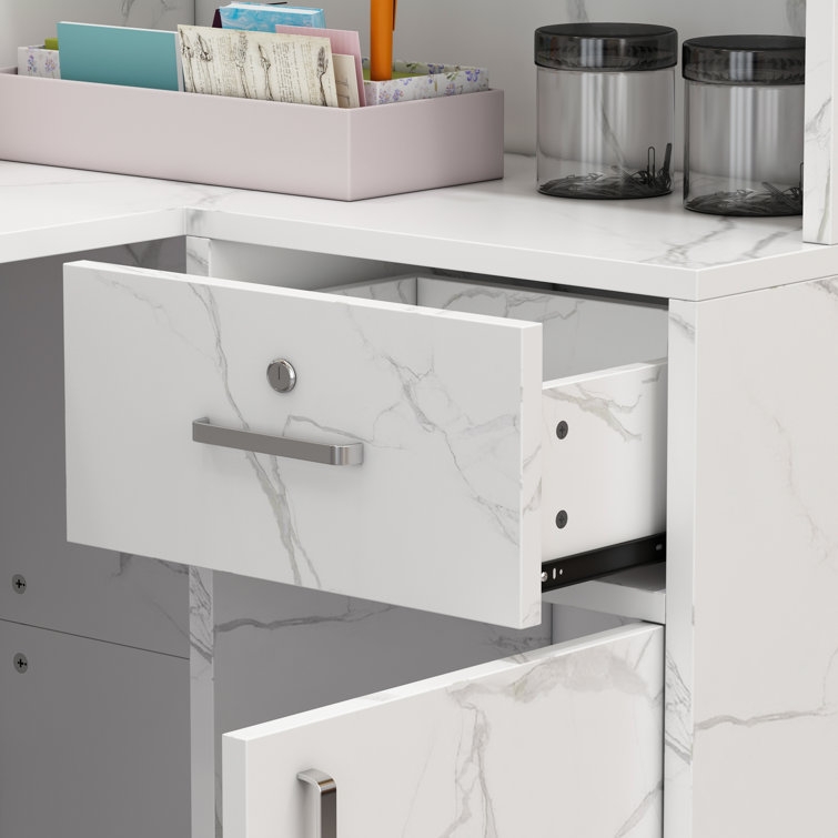 L-Shaped Solid + Manufactured Wood Reception Desk - Image 1