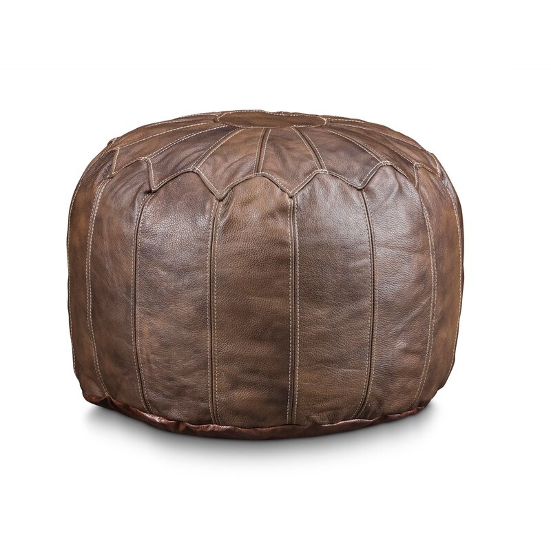 Finnell Leather Pouf - Image 0
