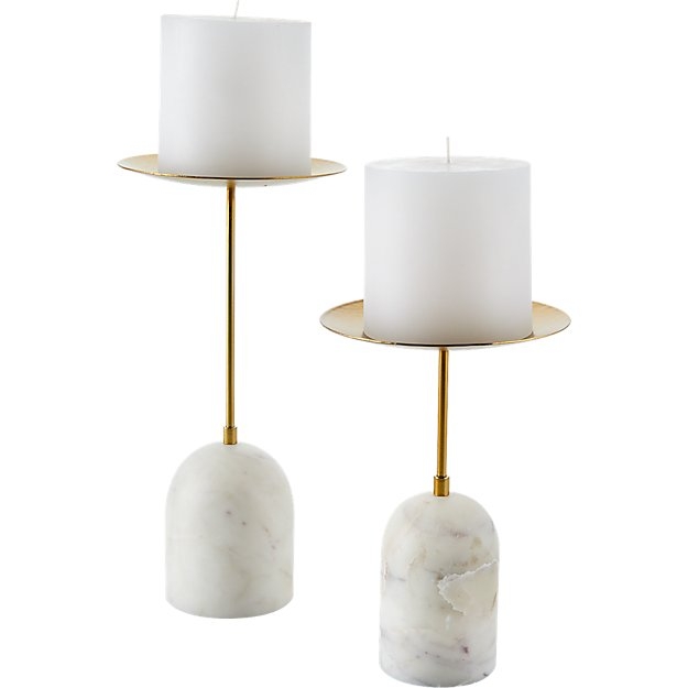NUMA MARBLE AND BRASS CANDLE STANDS SET OF 2 - Image 0